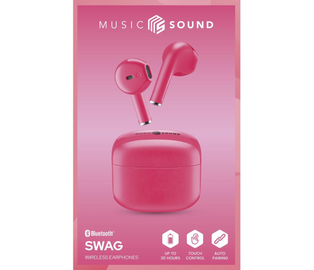 MUSIC SOUND SŁUCHAWKI DOUSZNE TWS CELLULAR LINE SWAG MS Różowe # - 1467211 - zdjęcie 2